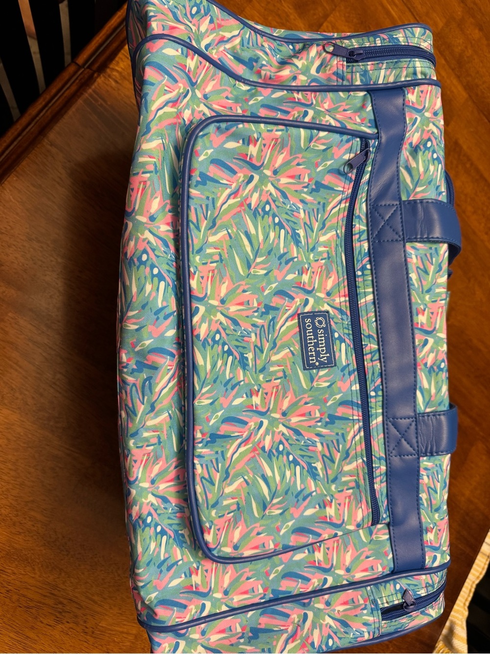 Simply Southern Blue Floral-Print Women’s Duffel Bag